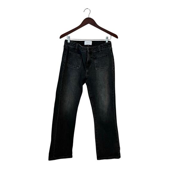 Current Elliott Cropped Bootcut Jeans Dark Cotton Stretch Front Patch Pocket 27 - Picture 1 of 9